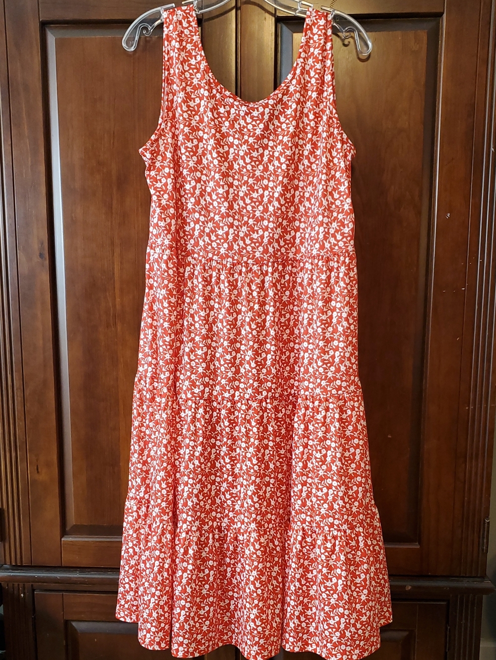Berydress Red & White Floral Sleeveless Tiered Dress Sundress Women's Size XL